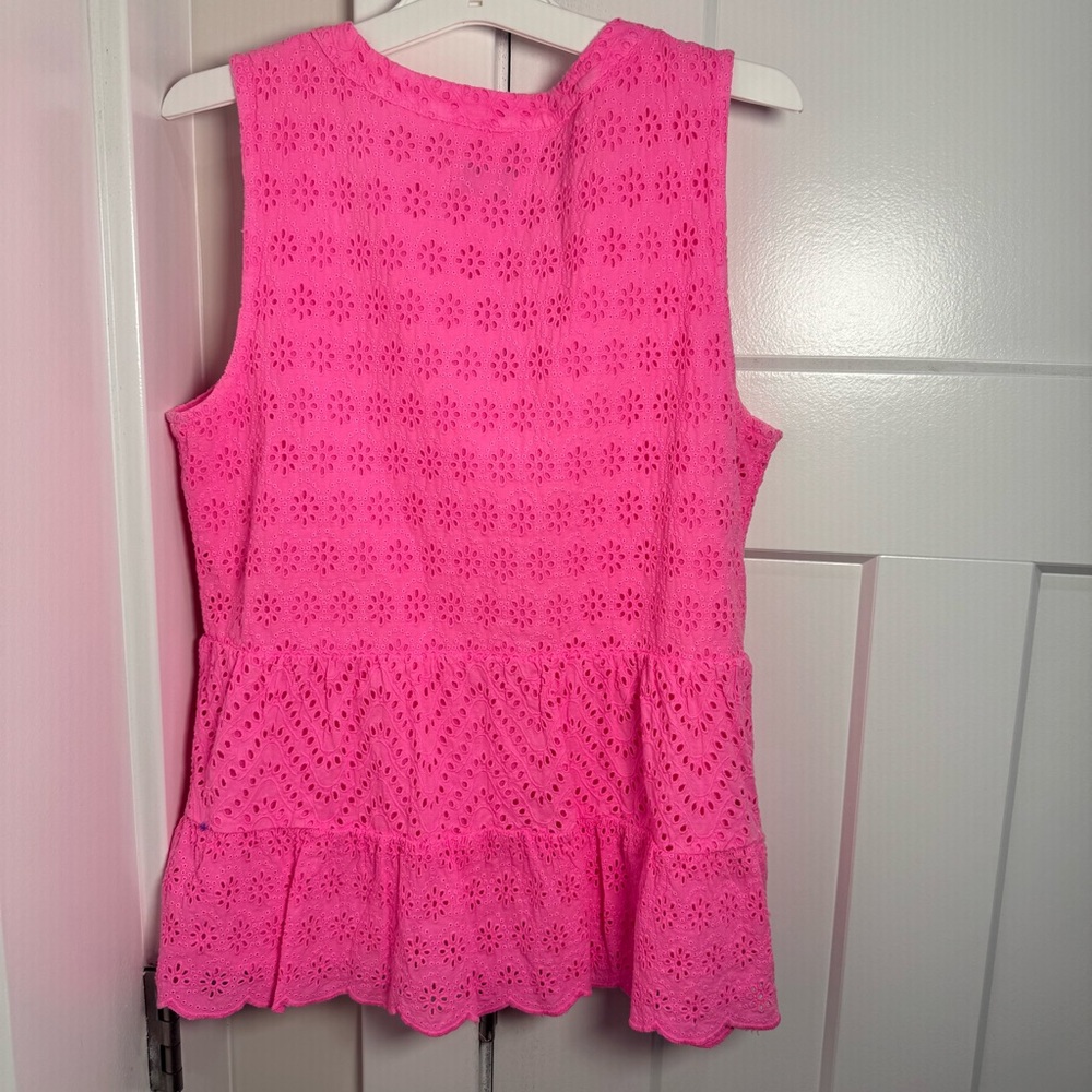Vineyard Vines Women's Pink Eyelet  Sleeveless Tiered Top Size S - Picture 7 of 13